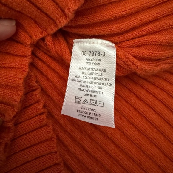Chadwicks Wide Neck Women’s Sz S Long Sleeve Ribbed Pullover Sweater Orange - Picture 3 of 4